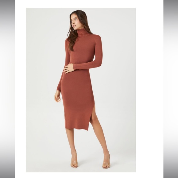 Turtleneck Midi Sweater Dress - Picture 1 of 7